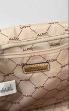 Load image into Gallery viewer, Aldo Womens Beige Gold Faux Leather Quilted Chain Strap Magnetic Crossbody Purse
