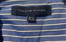 Load image into Gallery viewer, Tommy Hilfiger Mens Blue White Long Sleeve Spread Collar Dress Shirt Size 15 1/2
