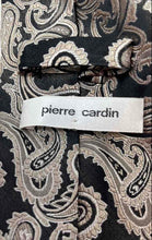 Load image into Gallery viewer, Pierre Cardin Mens Black Gray Paisley Print Keeper Loop Adjustable Designer Tie
