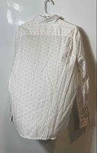 Load image into Gallery viewer, Express Womens Blue White Black Polka Dots Collared Button-Up Shirt Size L
