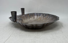 Load image into Gallery viewer, Silver-Tone Shell Shaped Dish Serving Tray With Candle Holders Collectible
