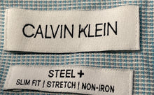Load image into Gallery viewer, Calvin Klein Mens Blue Printed Long Sleeve Slim-Fit Dress Shirts Size Medium
