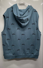 Load image into Gallery viewer, Guess Mens Blue Pockets Drawstring Sleeveless Pullover Hoodie Size XXL
