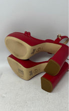 Load image into Gallery viewer, Michael Kors Womens Red Leather Open Toe Block Platform Heels Size 8M
