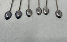 Load image into Gallery viewer, Lot Of 6 Pcs Silver-Tone Polished Stone Twisted Wire Mini Spoons With Box
