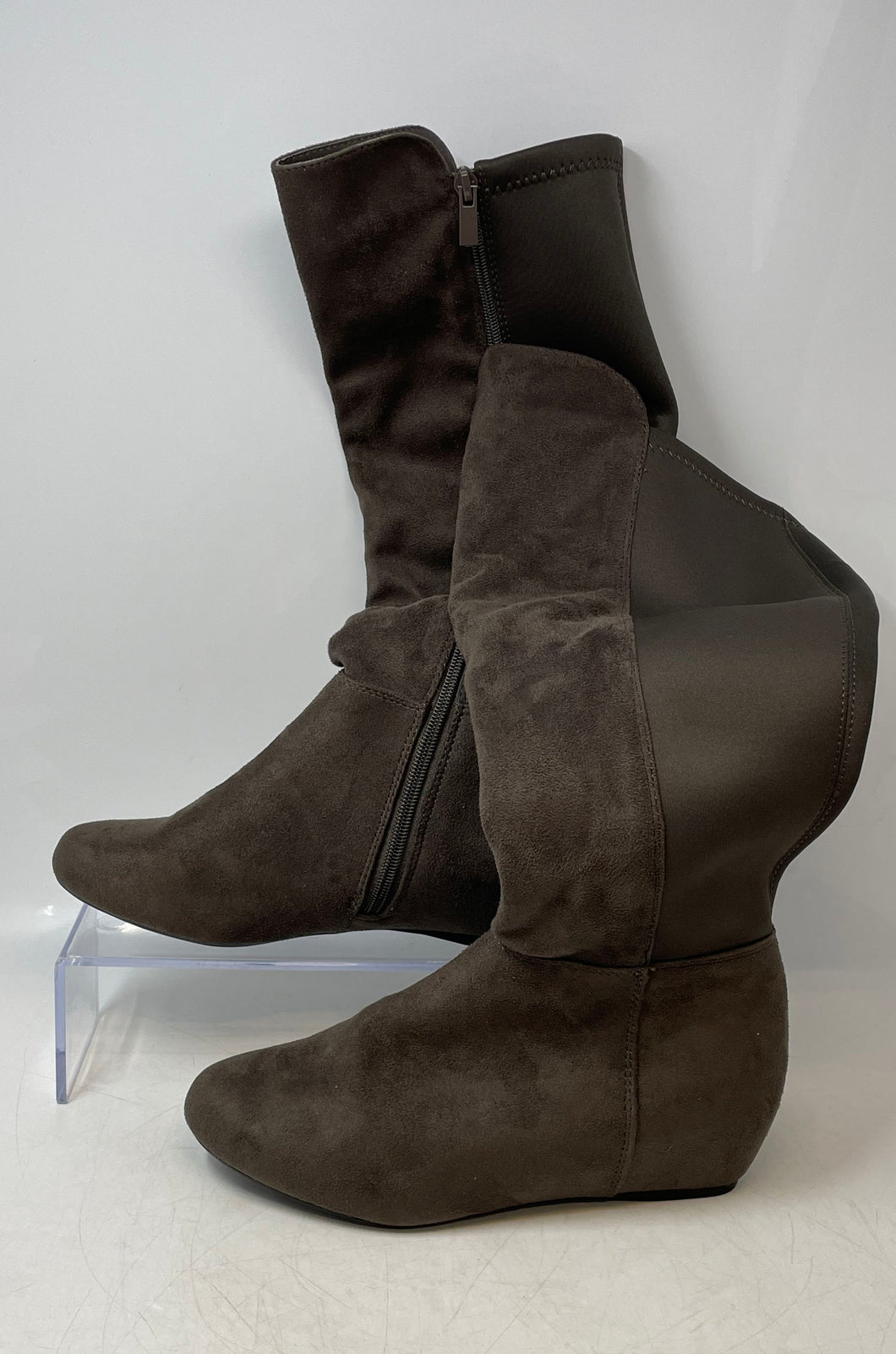 Aldo Womens Brown Suede Wedge Side-Zip Knee-High Boots Shoes Size 6.5