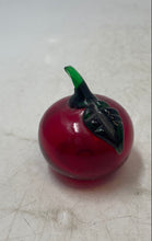 Load image into Gallery viewer, Decorative Hand Blown Art Glass Ruby Red Apple And Green Leaf Paperweight
