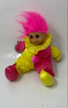 Load image into Gallery viewer, Russ Berrie Pink Yellow Brown Eyes Collectible Clown Jester Plush Troll Doll
