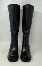 Load image into Gallery viewer, Unbranded Womens Black Faux Leather Square Toe Block Heel Knee High Boots Size 8
