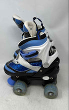 Load image into Gallery viewer, Truwheelz Kids Blue Glitter Adjustable Quad Roller Skates Size Medium
