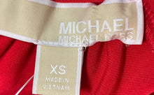 Load image into Gallery viewer, Michael Kors Womens Red Studded Sleeveless Tie-Neck Blouse Top Size XS
