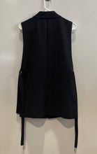 Load image into Gallery viewer, Zara Womens Black Sleeveless Notch Lapel Long One-Button Vest Size Small
