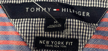 Load image into Gallery viewer, Tommy Hilfiger Mens Blue Pink Striped Cotton Short Sleeve Button-Up Shirt Size M
