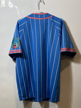 Load image into Gallery viewer, Pink+Dolphin Mens Blue Striped Legend Short Sleeve Baseball Jersey Size XL
