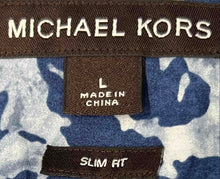 Load image into Gallery viewer, Michael Kors Mens Blue Floral Print Slim Fit Button-Up Shirt Size Large
