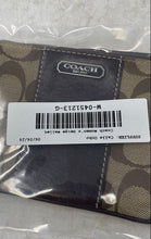 Load image into Gallery viewer, Coach Womens Beige Signature Print Corner Zip Mini Wristlet Wallet
