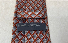 Load image into Gallery viewer, Perry Ellis Mens Gray Red Printed Keeper Loop Adjustable Formal Pointed Tie
