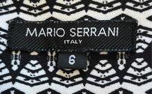 Load image into Gallery viewer, Mario Serrani Womens Black White Geometric Sleeveless Round Neck Mini Dress Sz 6
