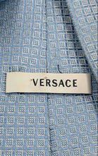 Load image into Gallery viewer, Versace Mens Blue Printed Keeper Loop Adjustable Pointed Tie
