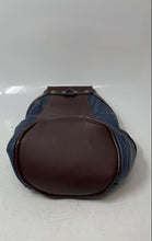 Load image into Gallery viewer, Il Giglio Womens Brown Navy Genuine Leather Top Handle Bucket Bag
