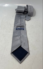 Load image into Gallery viewer, The Tie Bar Mens Silver Textured Wave Print Silk Keeper Loop Pointed Tie
