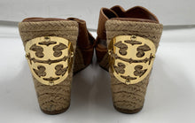 Load image into Gallery viewer, Authentic Tory Burch Womens Kristen Brown Wedge Sandals Size 7.5M Damaged Worn
