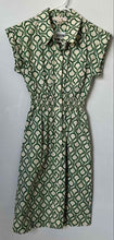 Load image into Gallery viewer, Monteau Los Angeles Womens Beige Green Geometric Fit &amp; Flare Dress Size S
