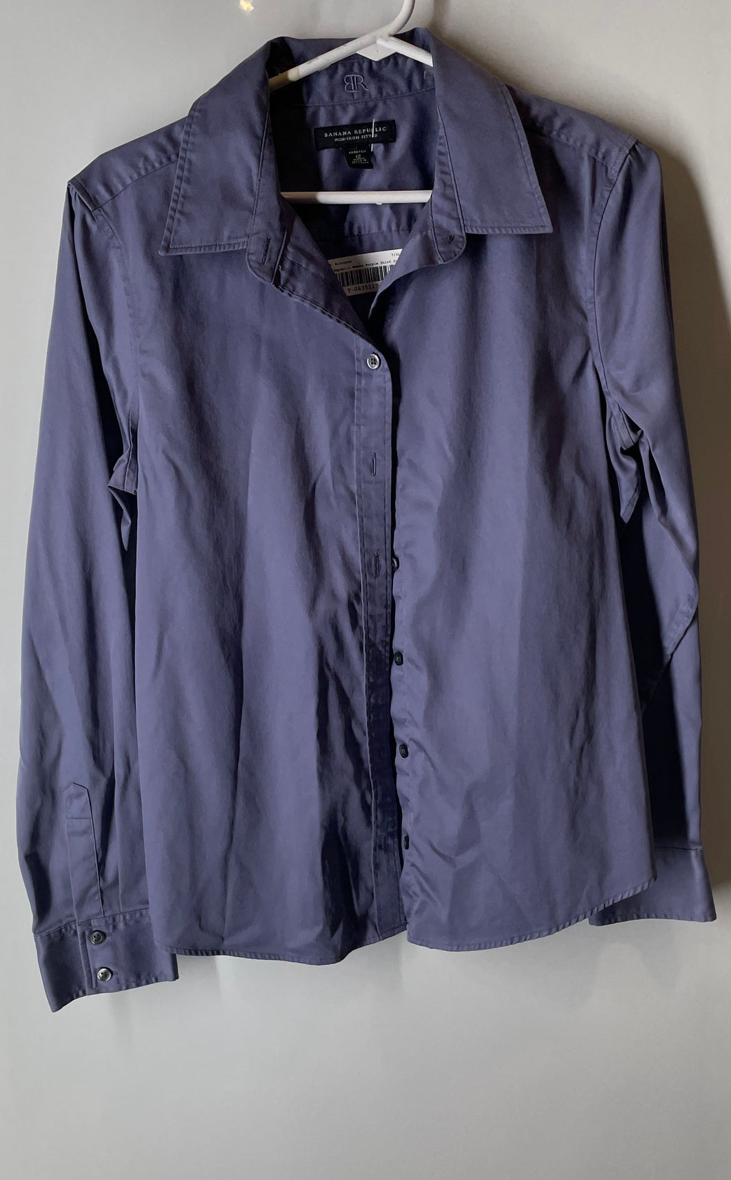 Banana Republic Womens Purple Stretch Non-Iron Fitted Button-Up Shirt Size 12