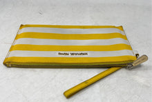 Load image into Gallery viewer, Michael Kors Womens Yellow And White Striped Leather Wristlet Wallet
