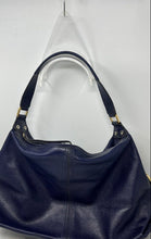 Load image into Gallery viewer, Hype Womens Blue Leather Inner Pockets Zipper Shoulder Hobo Handbag
