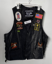 Load image into Gallery viewer, Silver Bike Mens Black Leather Sleeveless Snap Front Biker Vest Jacket Size 3XL
