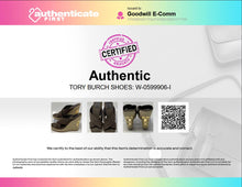 Load image into Gallery viewer, Authentic Tory Burch Womens Brown Wedge Espadrille Heels Size 6.5M Damaged
