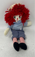 Load image into Gallery viewer, Aurora Red Yarn Hair Handmade Raggedy Andy Cloth Doll With Blue Floral Outfit
