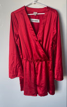 Load image into Gallery viewer, A New Day Womens Red Long Sleeve Deep V-Neck Collarless One-Piece Romper Size L
