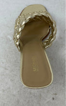 Load image into Gallery viewer, Michael Kors Womens Nadia Gold-Tone Leather Braided Strap Mule Heels Size 7.5M
