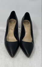 Load image into Gallery viewer, Vince Camuto Womens Black Gold Leather Slip-On Pointed Toe Pump Heels Size 5.5M
