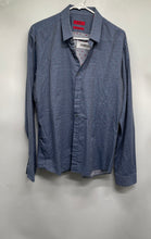Load image into Gallery viewer, Hugo Boss Mens Blue Printed Extra Slim Fit Long Sleeve Button-Up Shirt Size M
