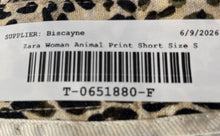Load image into Gallery viewer, Zara Womens Brown Animal Print Flat Front Slash Pockets Chino Shorts Size Small
