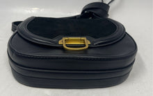 Load image into Gallery viewer, Mango Womens Black Faux Leather And Suede Buckle Flap Adjustable Shoulder Purse
