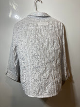 Load image into Gallery viewer, JM Collection Womens White Floral 3/4 Sleeve Collared Button-Up Shirt Size 10P
