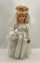Load image into Gallery viewer, Collector's Choice Bride Wedding Gown Veil Blonde Hair Flowers Porcelain Doll
