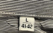 Load image into Gallery viewer, Authentic Balmain Mens Gray White Striped Long Sleeve Dress Shirt Size L Stained
