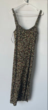 Load image into Gallery viewer, Zara Womens Green Pink Floral Print Wide Strap Slit Midi A-Line Dress Size Small
