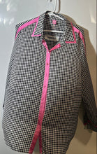 Load image into Gallery viewer, Basler Womens Black Pink Houndstooth Print Long Sleeve Button-Up Shirt Size 48
