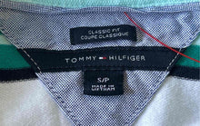 Load image into Gallery viewer, Tommy Hilfiger Mens Green White Striped Short Sleeve Classic Fit Polo Shirt Sz S
