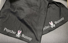 Load image into Gallery viewer, Psycho Bunny Womens Black Skull And Crossbones Bunny Logo Rectangle Scarf
