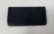 Load image into Gallery viewer, Coach Womens Black Signature Print Flap Mini Checkbook Cover Wallet
