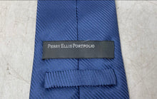 Load image into Gallery viewer, Perry Ellis Mens Blue Striped Keeper Loop Adjustable Formal Pointed Tie
