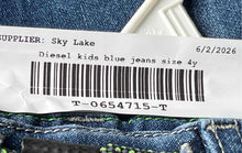 Load image into Gallery viewer, Diesel Boys Blue 5-Pocket Design Adjustable Drawstring Tapered Leg Jeans Size 4Y
