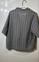 Load image into Gallery viewer, Zara Mens Black White Short Sleeve Spread Collar Button Front Blouse Top Size M
